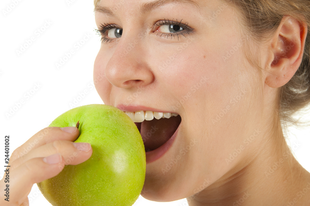Young woman with green apple Young woman with green apple