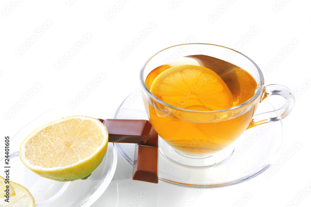 lemon and tea with chocolate