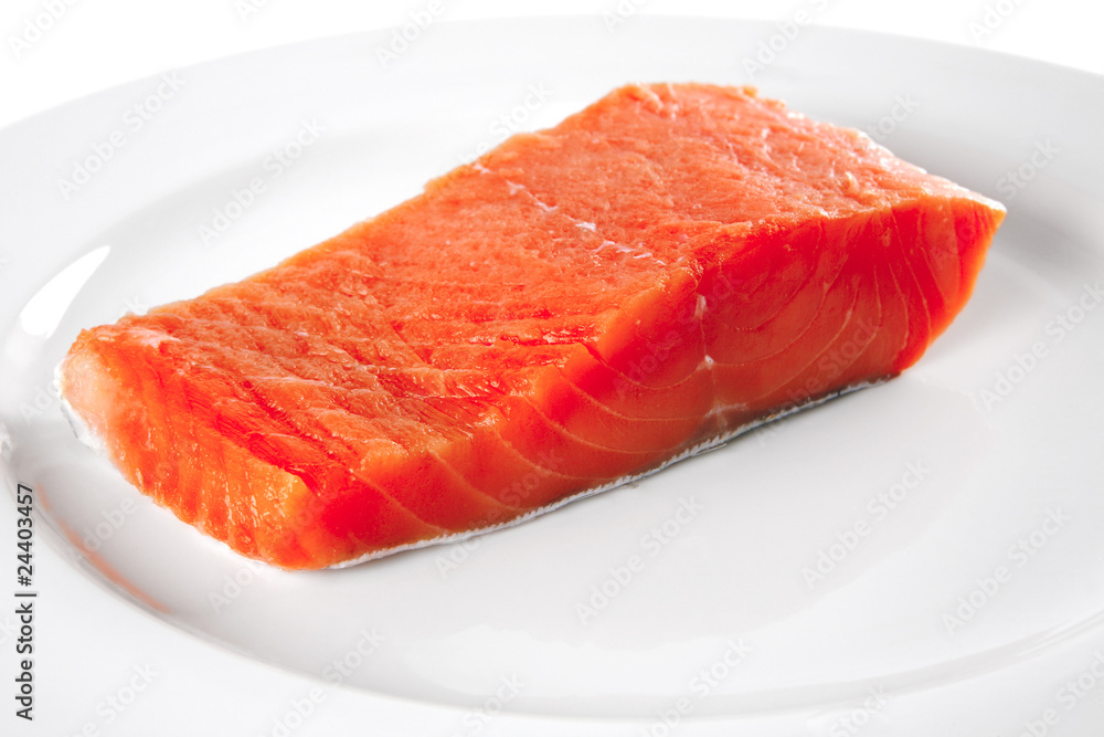 smoked salmon on white plate smoked salmon on white plate