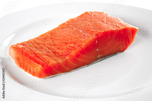 smoked salmon on white plate