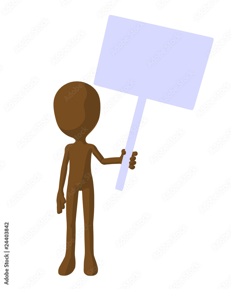 Cute Brown Silhouette Guy Holding A Blank Sign Cute Brown Silhouette Guy Holding A Blank Sign