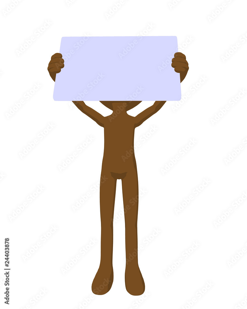 Fototapeta premium Cute Brown Silhouette Guy Holding A Blank Business Card