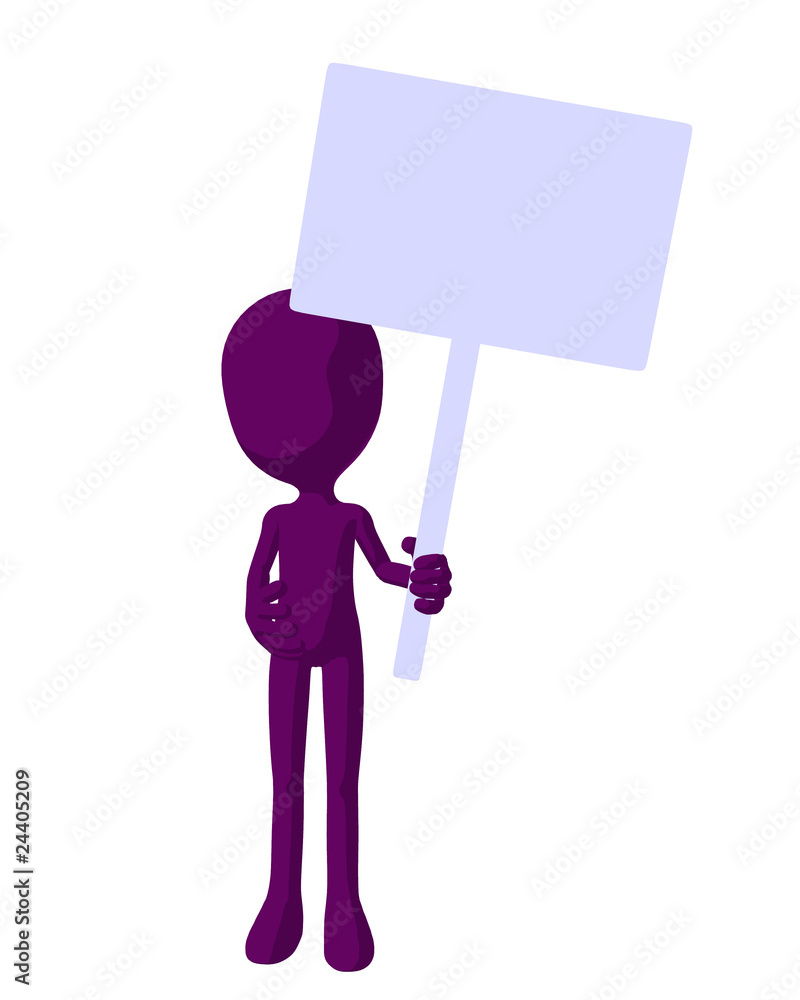 Cute Purple Silhouette Guy Holding A Blank Sign Cute Purple Silhouette Guy Holding A Blank Sign
