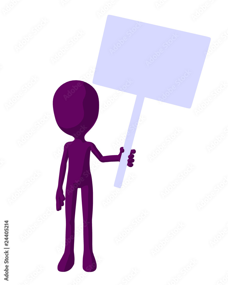 Cute Purple Silhouette Guy Holding A Blank Sign Cute Purple Silhouette Guy Holding A Blank Sign