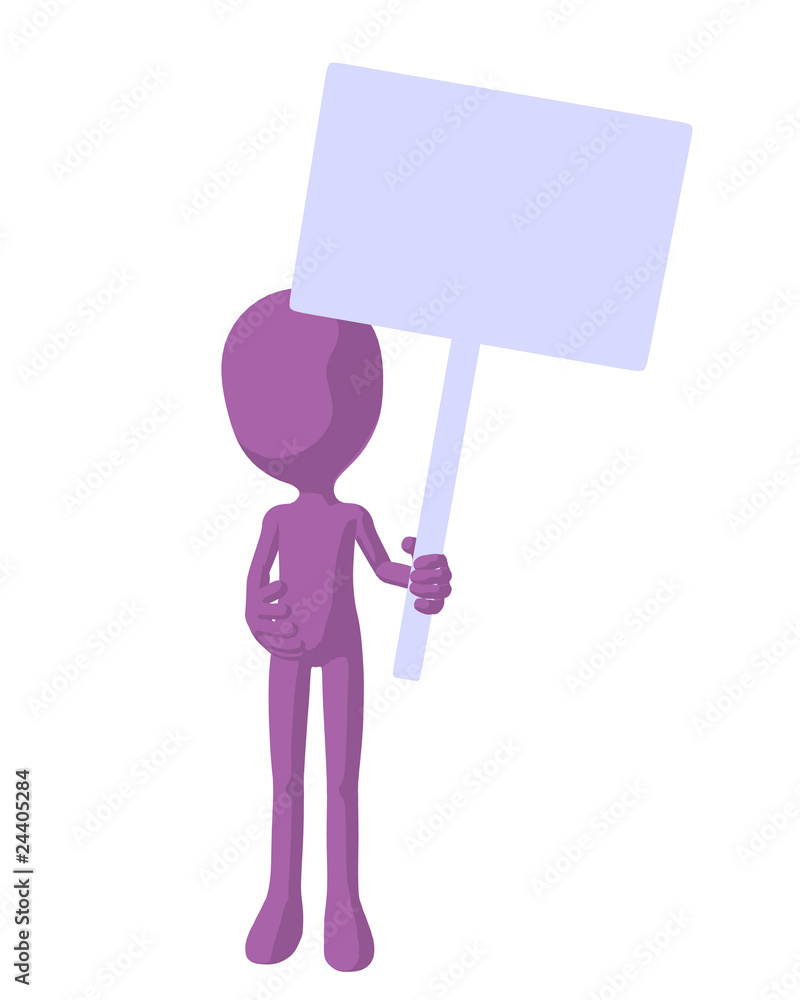 Cute Purple Silhouette Guy Holding A Blank Sign Cute Purple Silhouette Guy Holding A Blank Sign