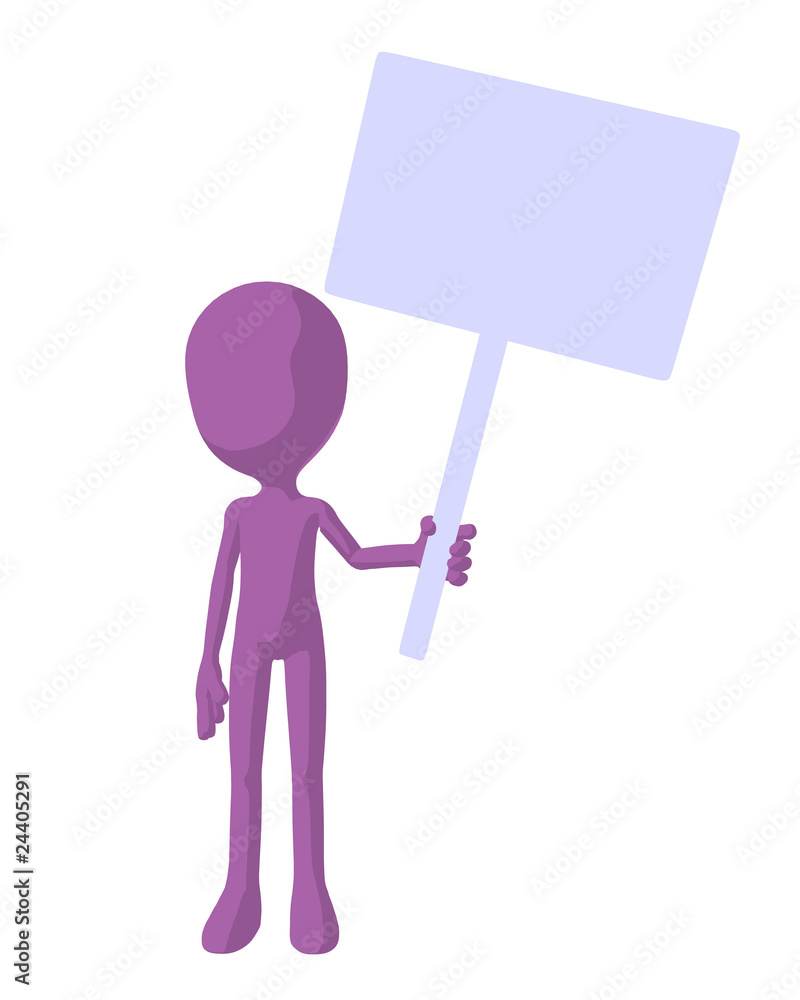 Cute Purple Silhouette Guy Holding A Blank Sign Cute Purple Silhouette Guy Holding A Blank Sign