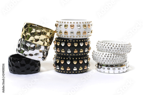 Stack of different bracelets