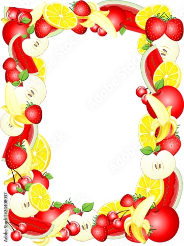 Cornice di Frutta Fresca-Fresh Fruit Frame-Vector