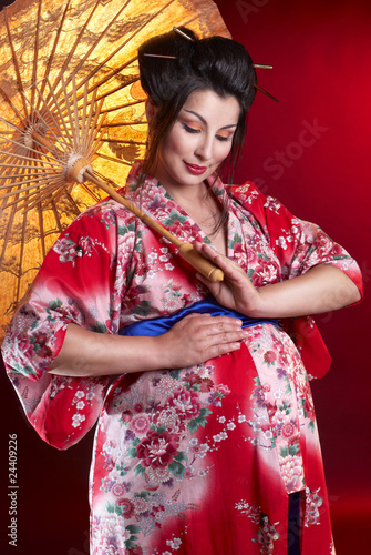 Beautiful pregnant geisha