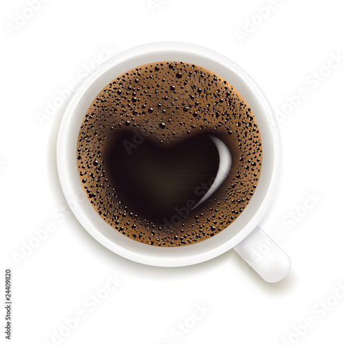 Cup Of Coffee With Prediction of Love, Vector Illustration