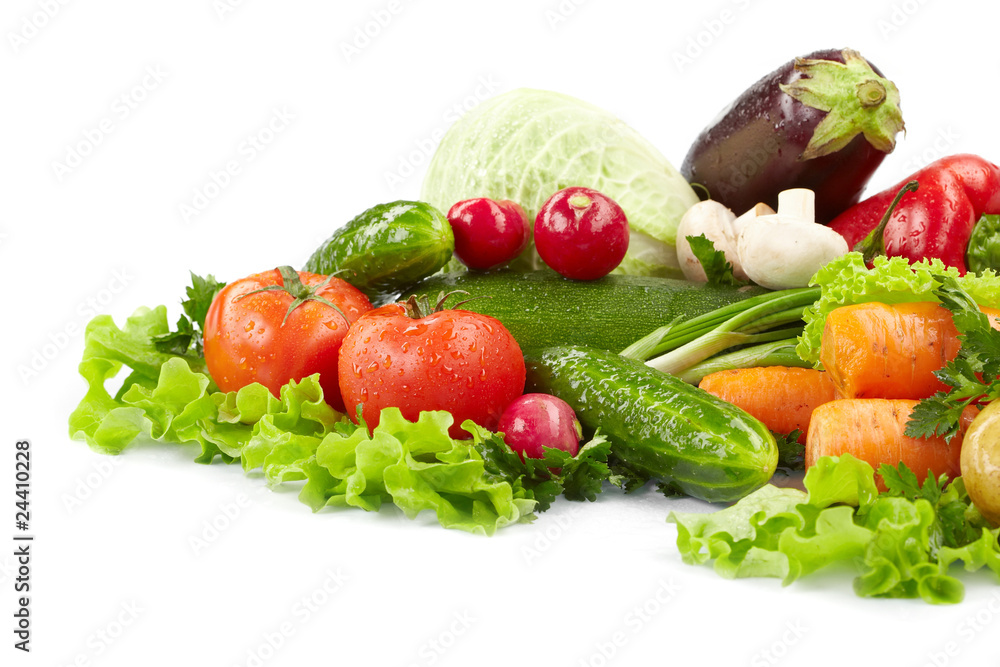 fresh vegetables on the white background fresh vegetables on the white background