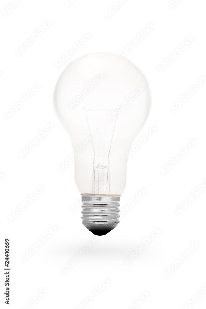 A incandescent light bulb on white background A incandescent light bulb on white background