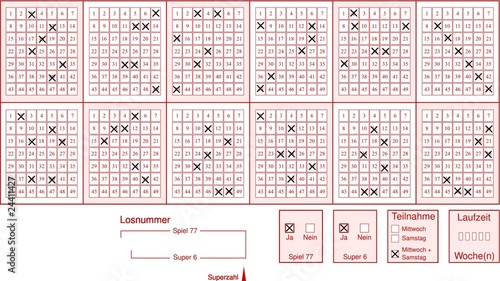 Lottoschein (ausgefüllt)