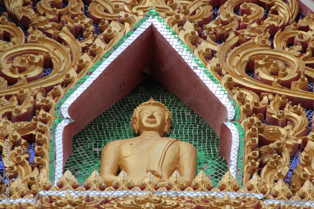 Obraz premium art on gable of temple, Wat Na Churk, Mahasarakam