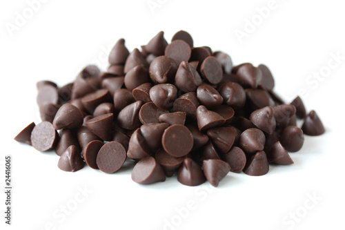 Chocolate Chips on White Background