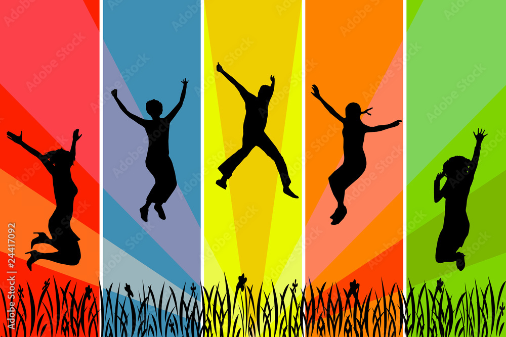 glückliche Menschen StockIllustration Adobe Stock