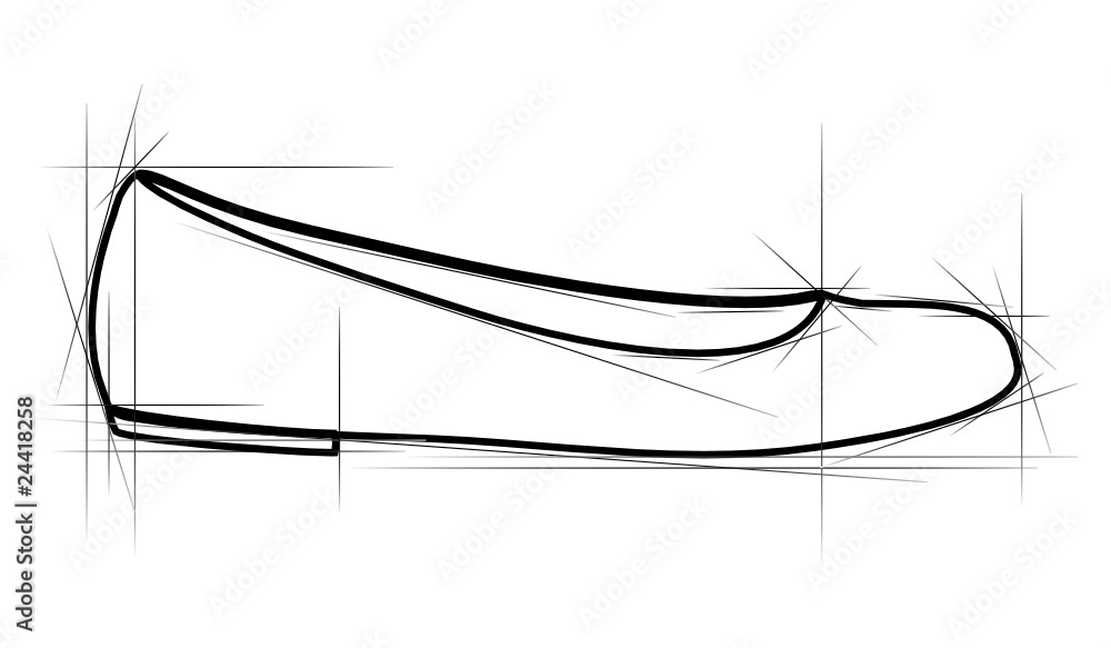 Sketch of women shoe. Vector-Illustration Sketch of women shoe. Vector-Illustration