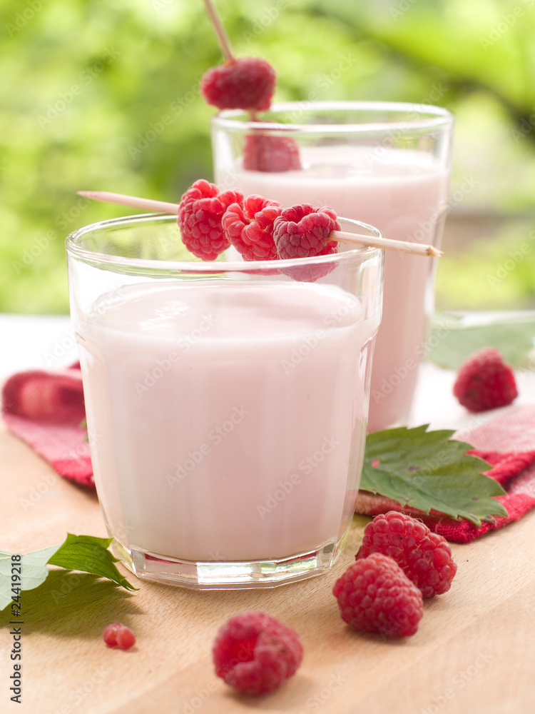 Yogurt with raspberries Yogurt with raspberries