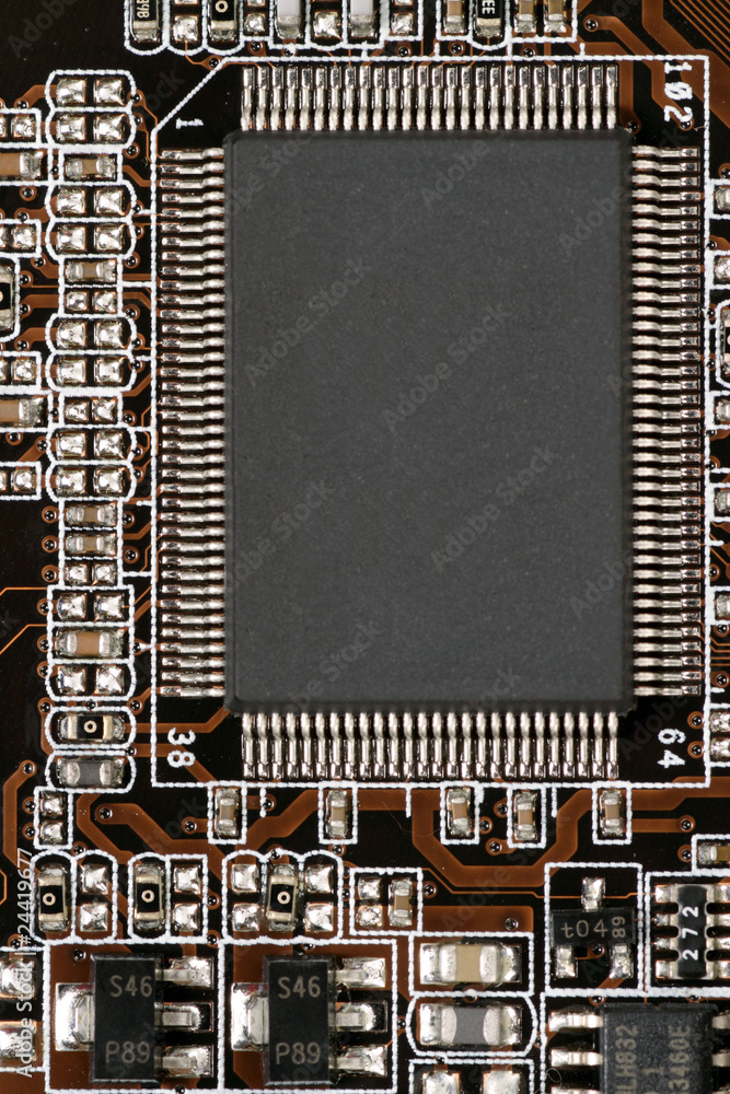 Fototapeta premium Circuit board with a computer chip