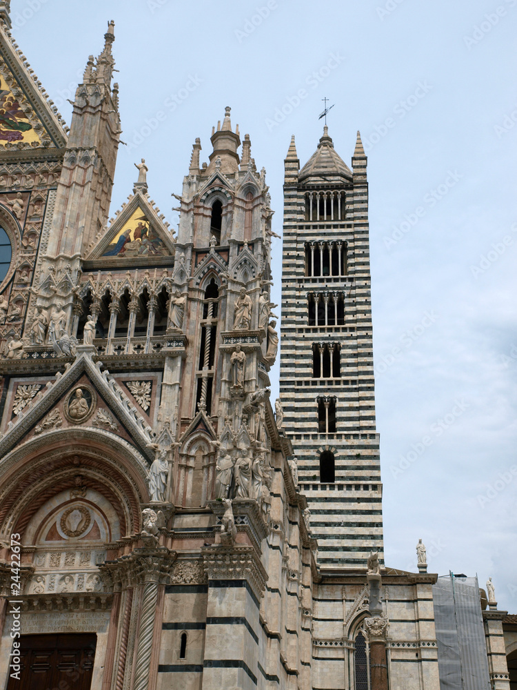Duomo and Campanile facades in  Siena, Tuscany