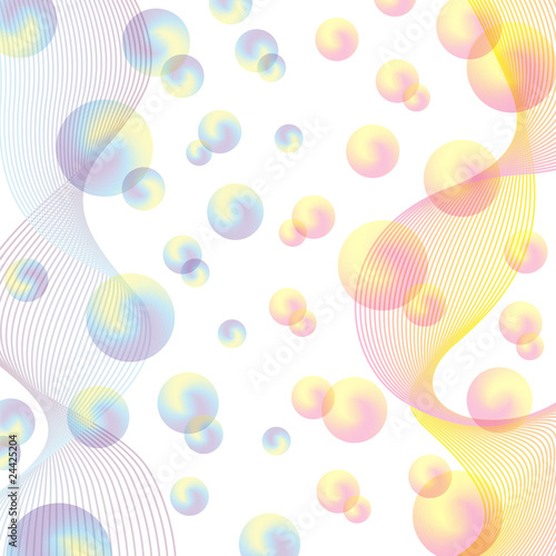 Abstract background, subtle colored spheres.