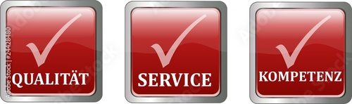 boutons qualität, service et kompetenz
