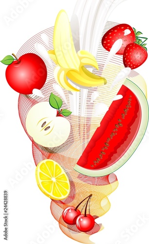 Frullata di Frutta Astratto-Abstract Fruit Milkshake-Vector