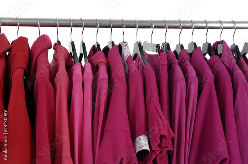 Red female jacket on Hangers