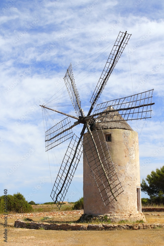 Salt windmill traditional Formentera Ibiza Balearic
