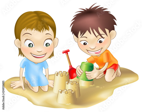 two children playing in the sand