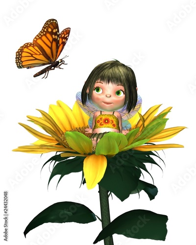Baby Sunflower Fairy with Butterfly