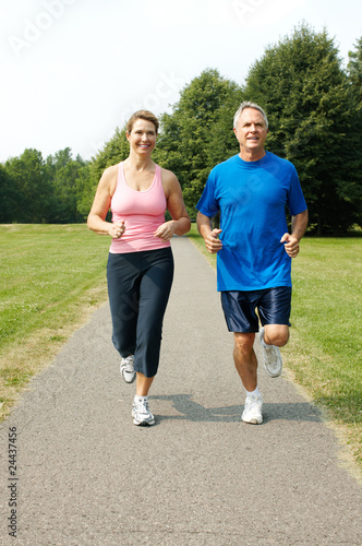 senior couple jogging