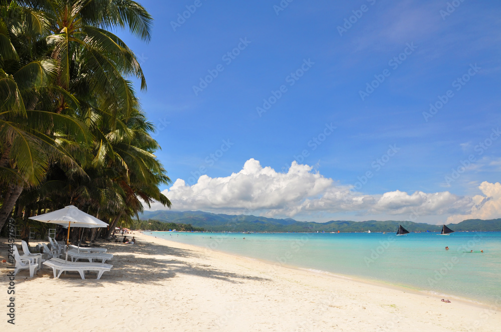 Beautiful white sand beach in Boracay