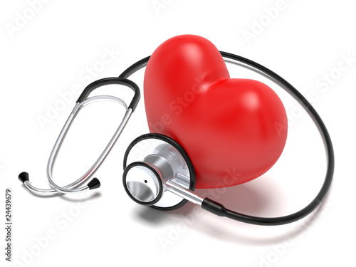 Stetoscopio e cuore rosso photo