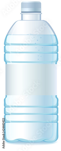 Plastic bottle of water. Isolated. Empty label. Vector