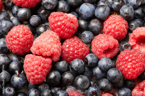fresh blueberries and raspberries