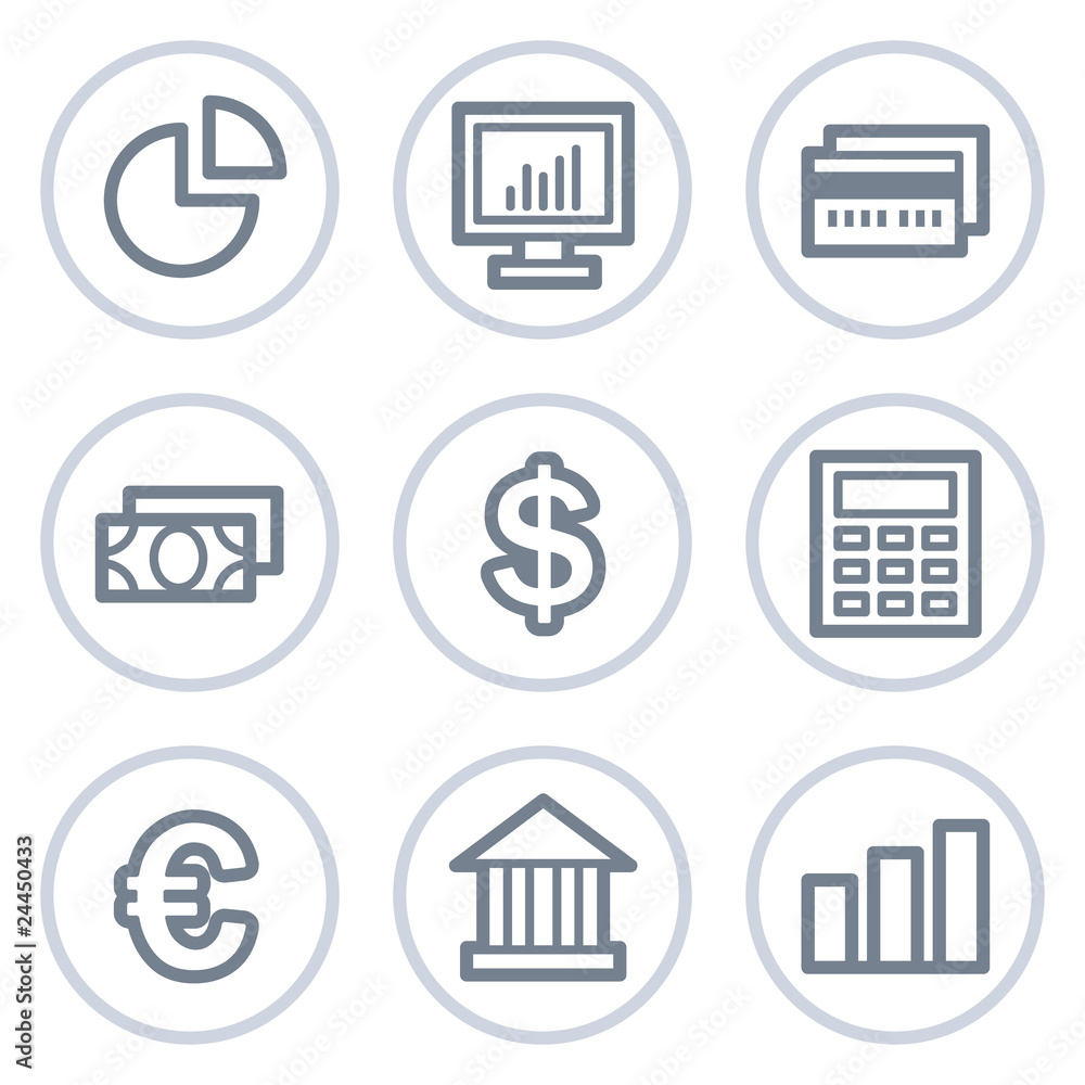 Finance web icons set 1, white circle series Finance web icons set 1, white circle series