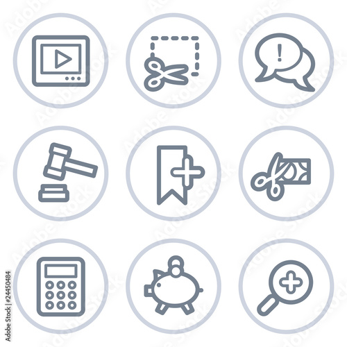 Shopping web icons set 3, white circle series