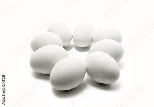 Some eggs on white background