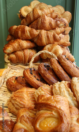 Pastries and Croissants in a bakery