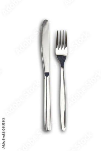 Knife and fork isolated. Clipping paths without shadows are incl