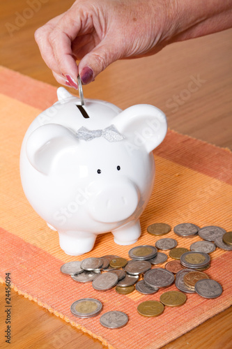 saving money in piggybank photo