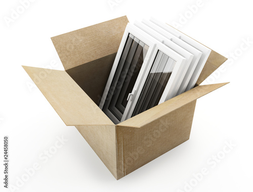 cardboard box and windows