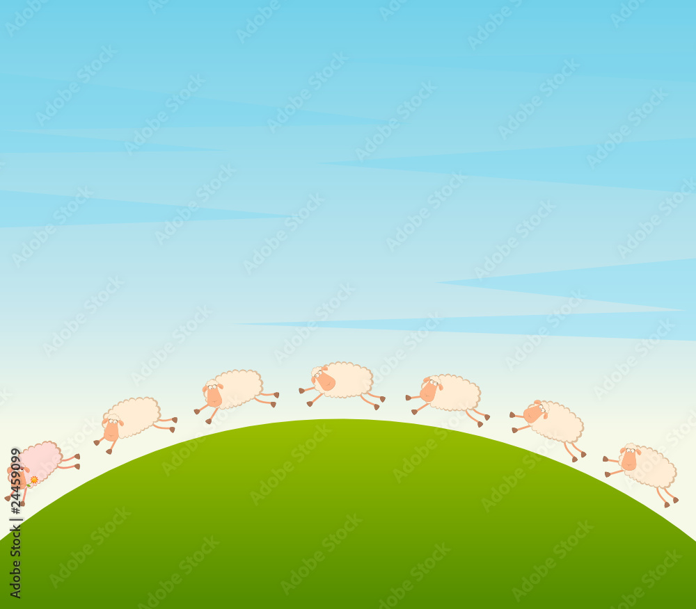 background with cartoon in love sheep pursues after other background with cartoon in love sheep pursues after other
