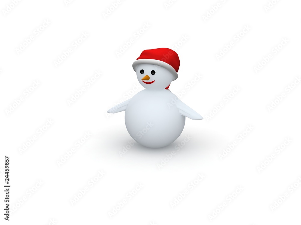 snowman with Santa Claus hat isolated on white background snowman with Santa Claus hat isolated on white background