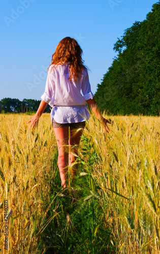 Fototapeta Naklejka Na Ścianę i Meble -  Girl among the wheat