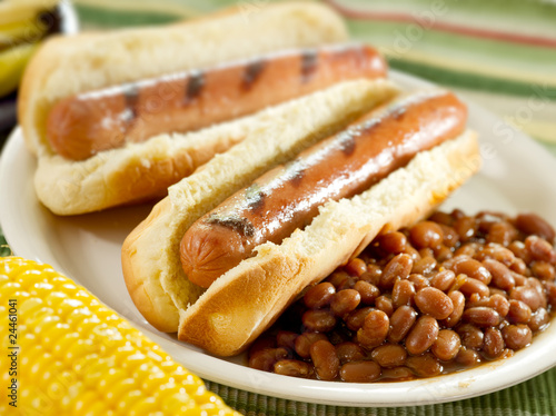 фотографія hot dogs at cookout