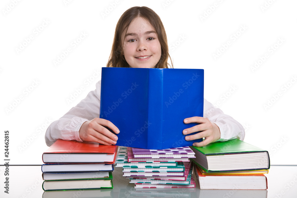 Girl learning isolated on white background Girl learning isolated on white background