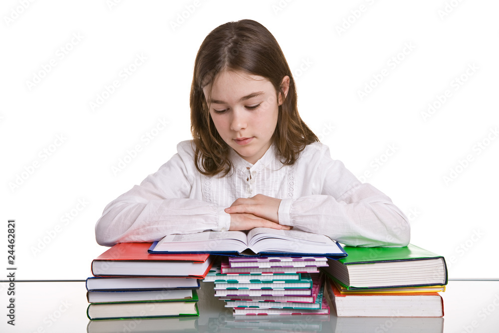 Girl learning isolated on white background Girl learning isolated on white background