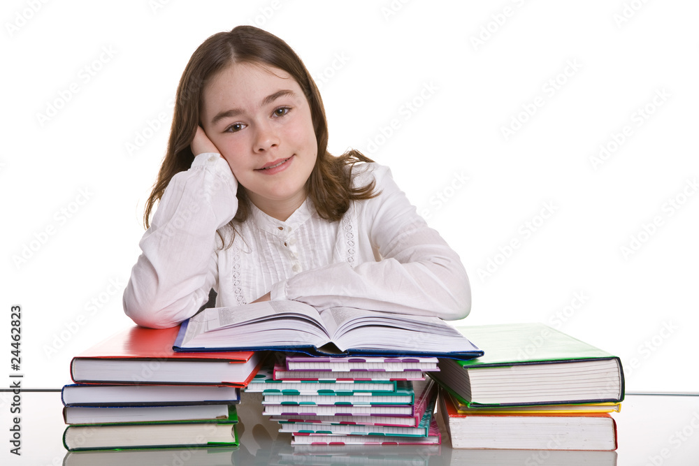 Girl learning isolated on white background Girl learning isolated on white background
